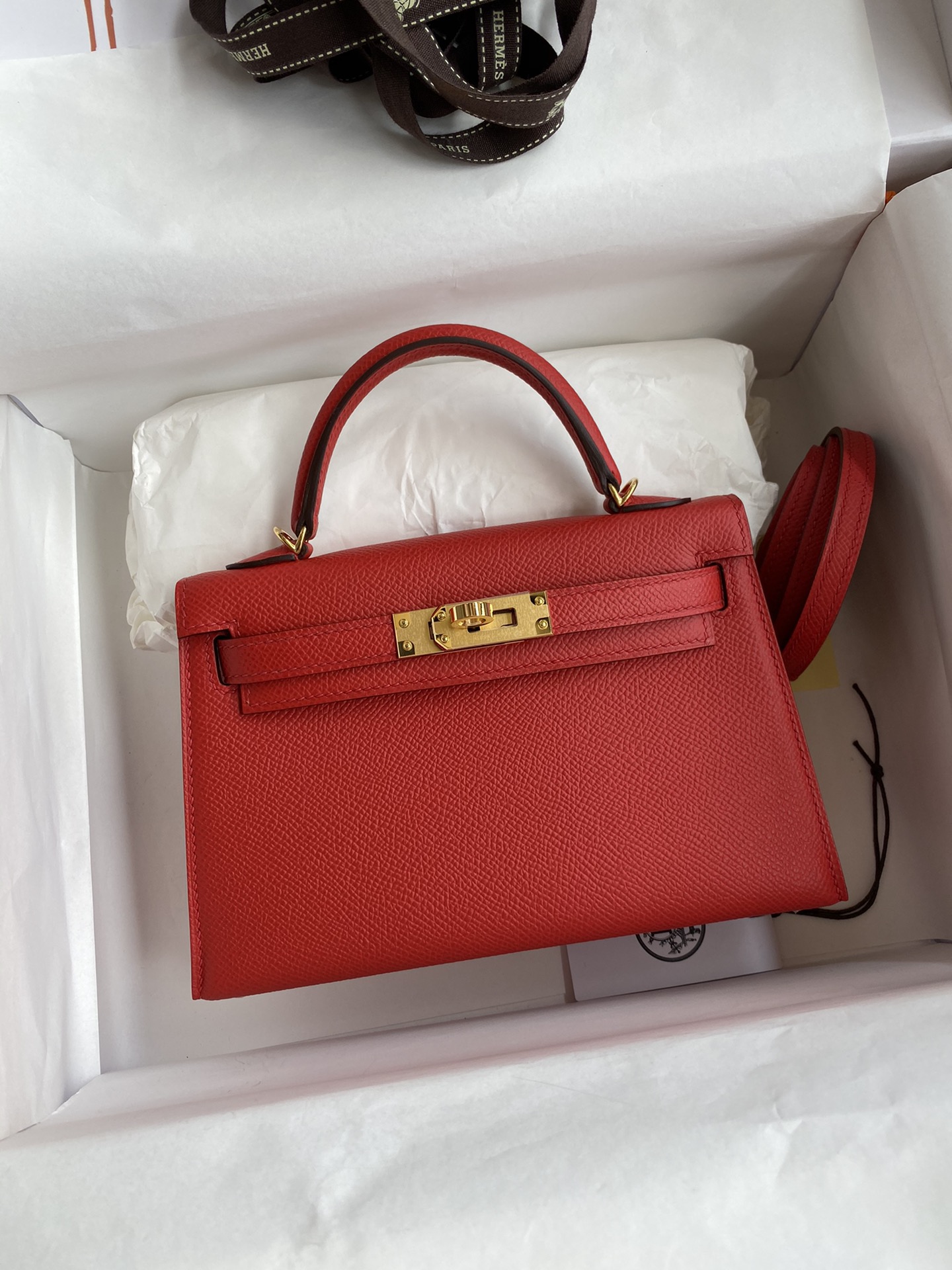 Hermes Kelly Handbags Crossbody & Shoulder Bags Red Gold Hardware Epsom Mini