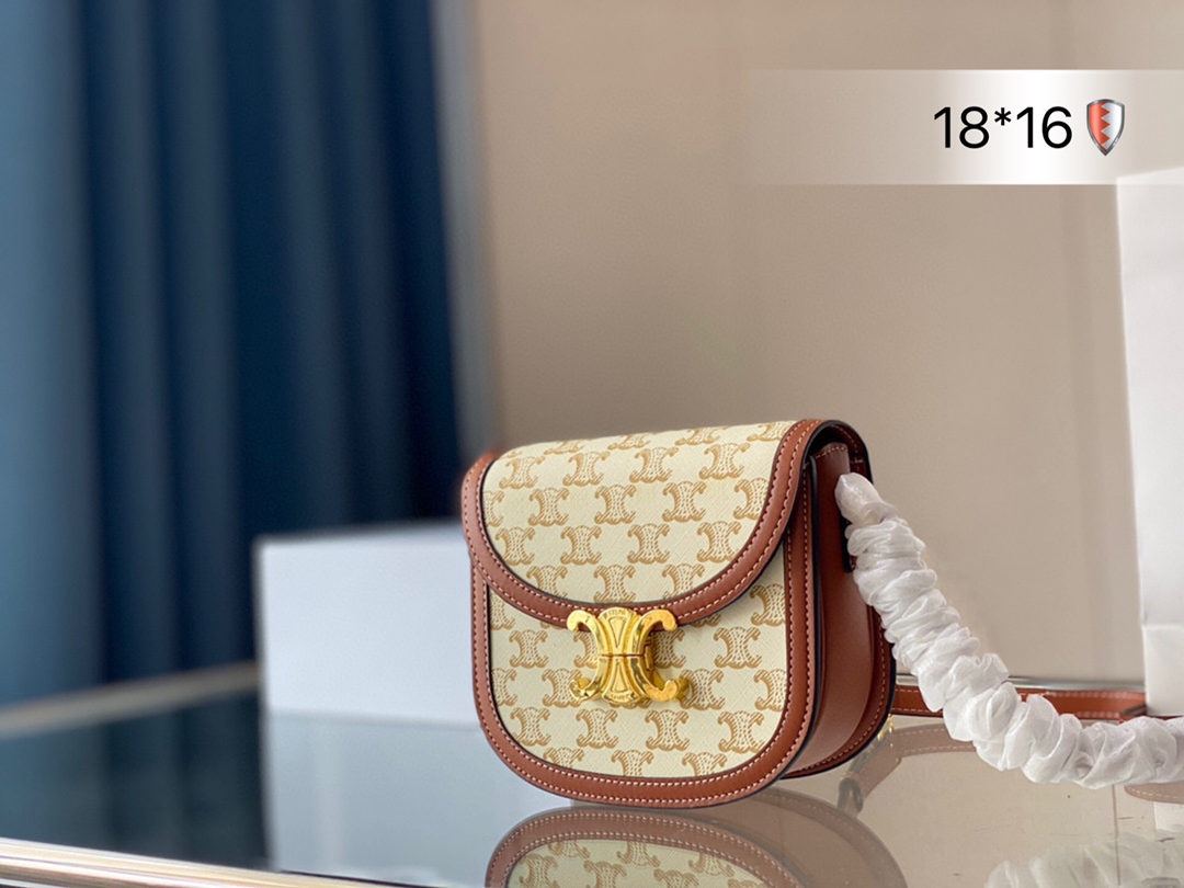 J5  Celine 赛琳 |凯旋门马鞍包试背对比必入指南 塞林  Celine 赛琳  22夏季新品TEEN BESACE TRIOM18*16cm折叠盒