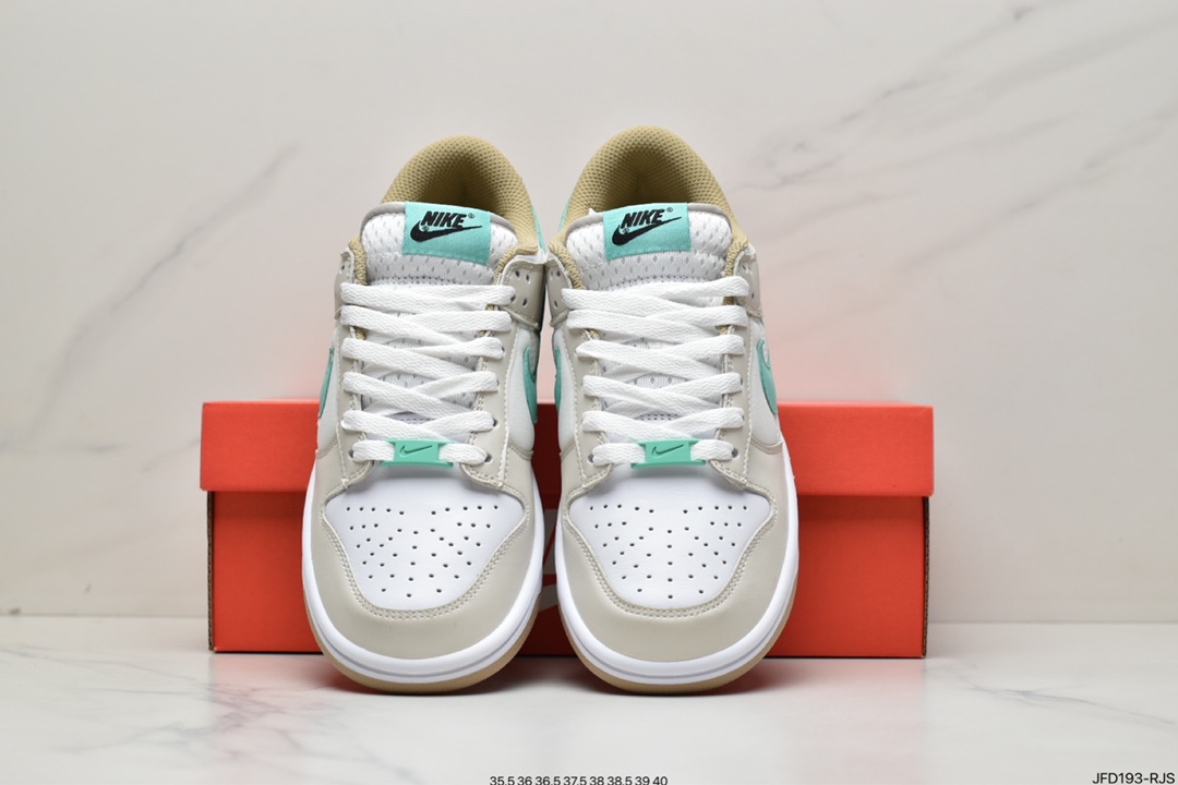 Nike Dunk Low White Mint Green New Upper Combines Light Brown And White DX6063-131