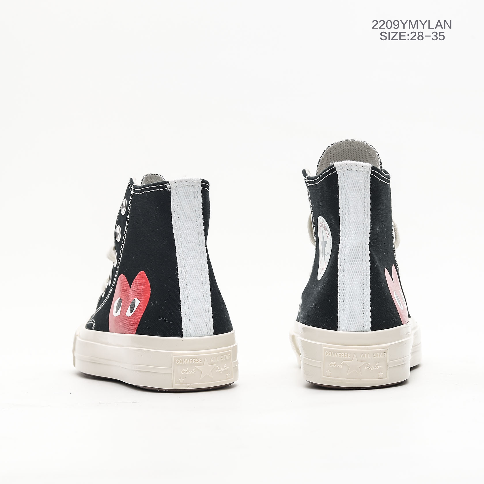 图片[4]-28-36 鞋带款 童鞋 匡威/ PLAY x Converse 匡威川久保玲高帮板鞋 CDG PLAY x Converse 匡威1970S三星标 川久保玲联名款帆布鞋。保留着Converse的固有传统风格，橡胶底耐磨有弹性，鞋底的纹路又有起到防滑的作用，鞋底侧边条纹和清晰的装饰纹路，传承了经典尺码：货号：150207C-选品中心