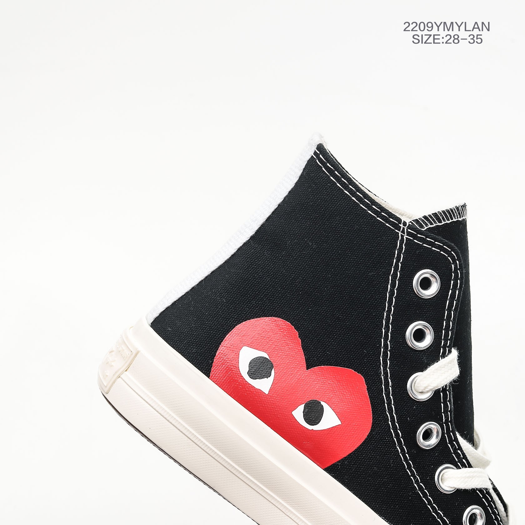 图片[7]-28-36 鞋带款 童鞋 匡威/ PLAY x Converse 匡威川久保玲高帮板鞋 CDG PLAY x Converse 匡威1970S三星标 川久保玲联名款帆布鞋。保留着Converse的固有传统风格，橡胶底耐磨有弹性，鞋底的纹路又有起到防滑的作用，鞋底侧边条纹和清晰的装饰纹路，传承了经典尺码：货号：150207C-选品中心