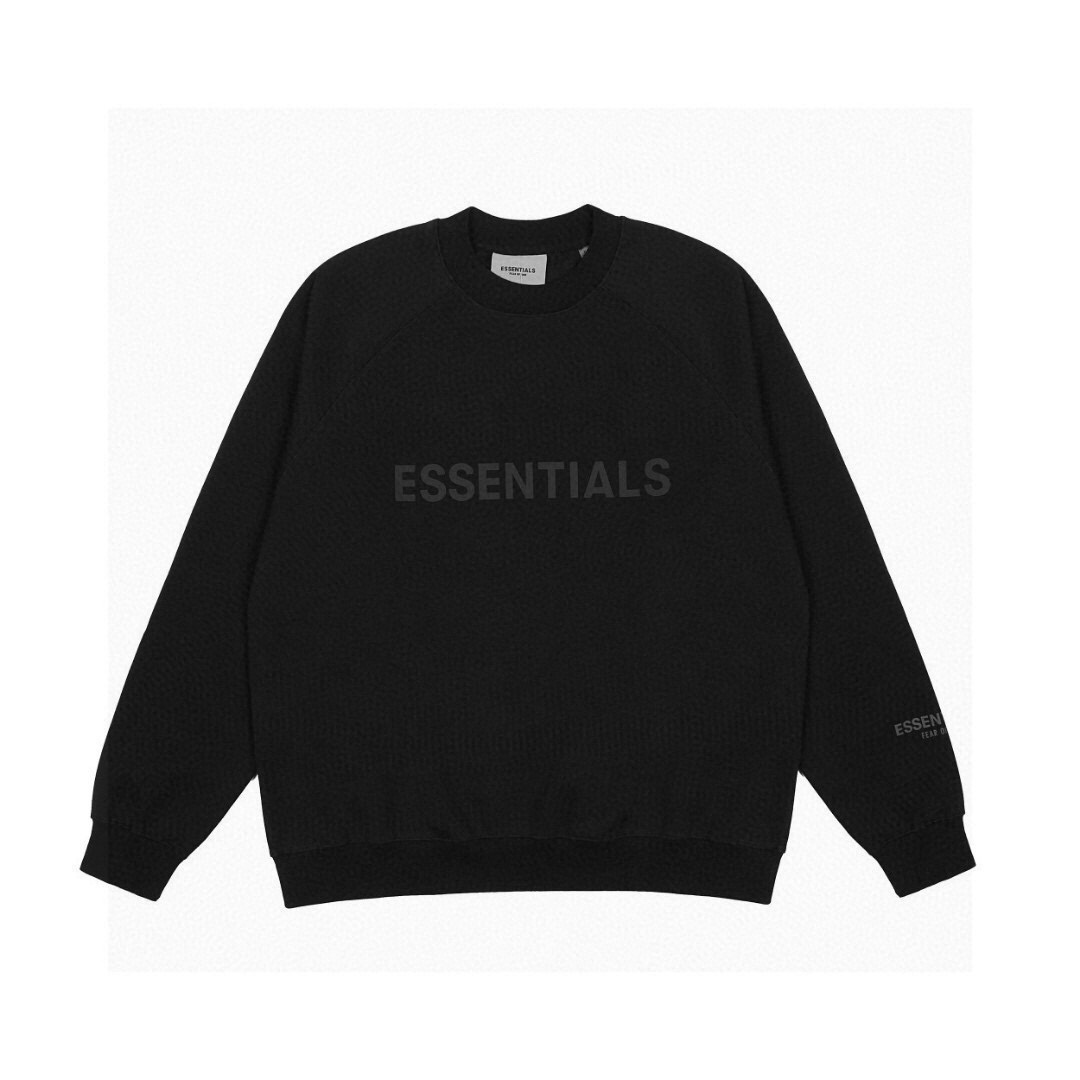 120 FEAR OF GOD 复线 ESSENTIALS 新款胸前压胶字母插肩袖圆领卫衣