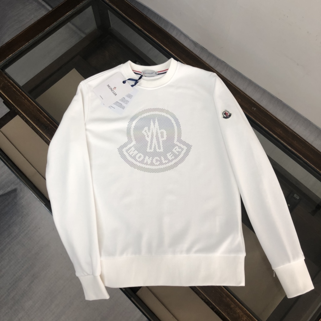 Moncler Clothing Sweatshirts Black White Unisex Cotton Fall/Winter Collection Casual
