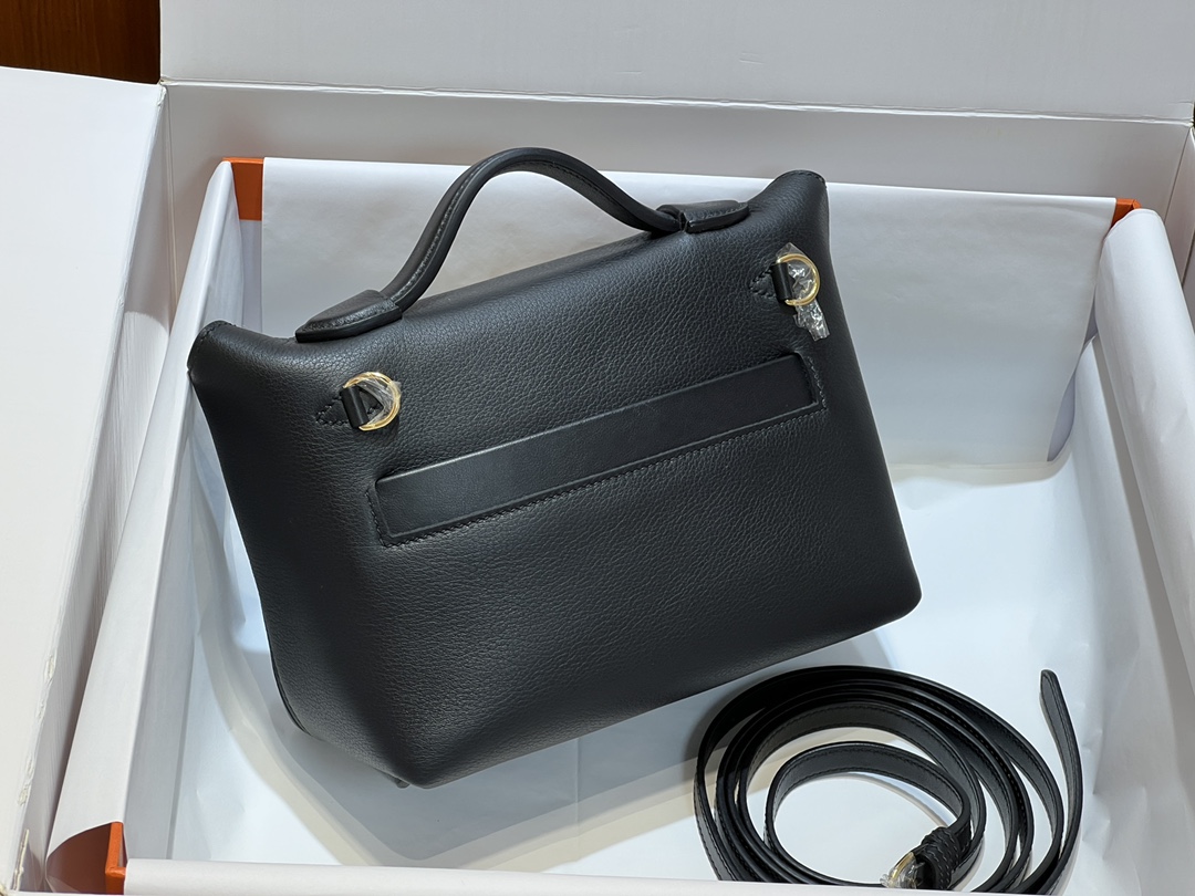 Hermès Mini 24/24 Black Leather Satchel Bag with Shoulder Strap 3 i1663486017 5748 1