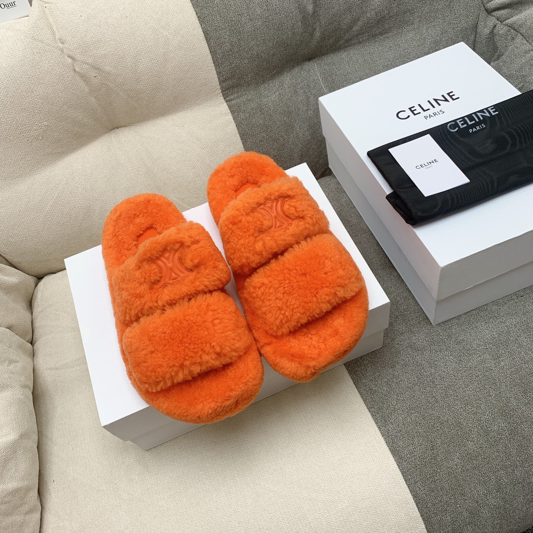 Celine Store
 Shoes Slippers PU Sheepskin TPU Wool Spring/Summer Collection