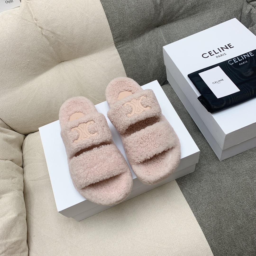 Best Capucines Replica
 Celine Shoes Slippers PU Sheepskin TPU Wool Spring/Summer Collection