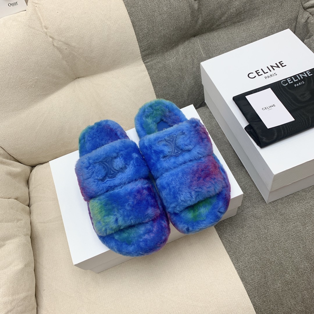Celine Shoes Slippers PU Sheepskin TPU Wool Spring/Summer Collection