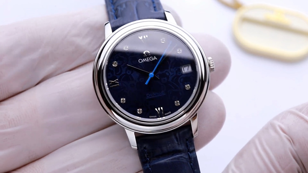 Omega De Ville Ladies Watch,Swiss Quartz Movement, Blue Leather Strap, 32.5mm