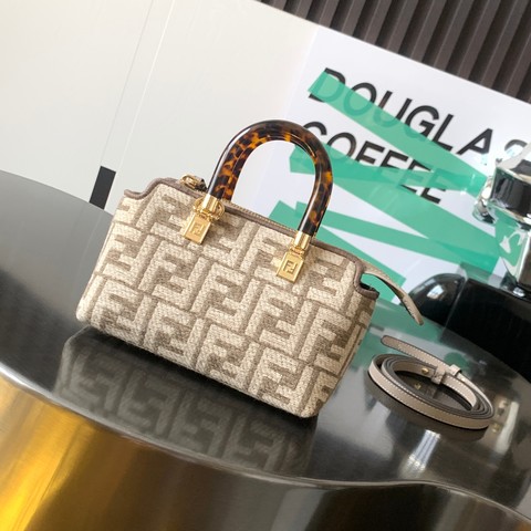Fendi By The Way Designer Bags Handbags Beige Gold Grey Cowhide Fabric Mini