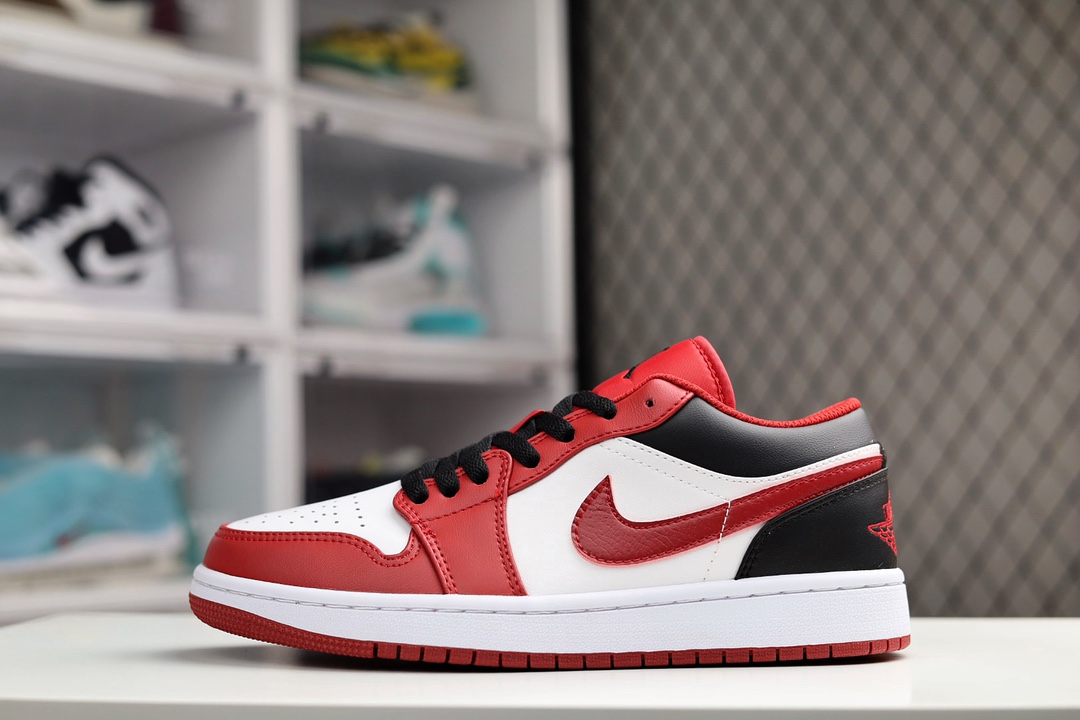 H0 Air Jordan 1 Low 低帮红白黑市场唯一独家头层皮打造 原鞋原档案开发 原厂皮料 原档冲孔鞋头 正确满胶鞋垫 四线拉帮 原厂织唛标 鞋舌高弹海绵填