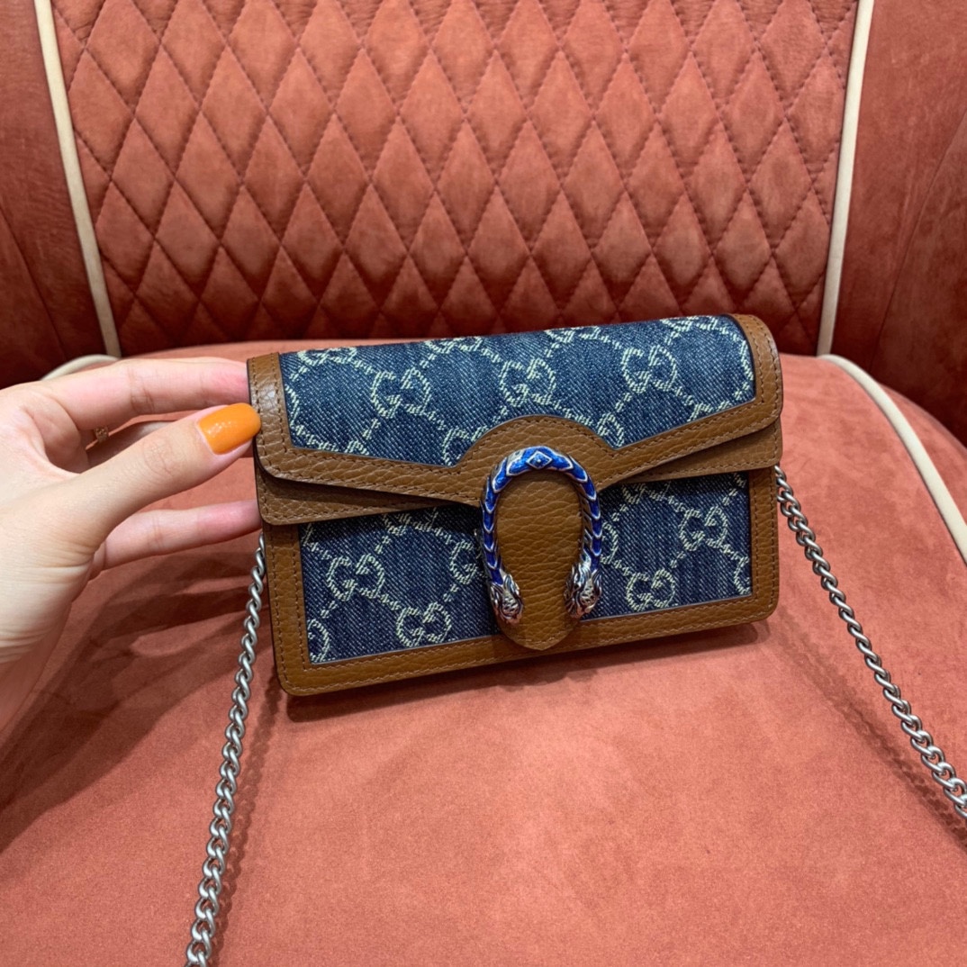 Gucci Dionysus Bolsos cruzados y bandoleras Azul Hardware de oro Piel vaca Cuero Mini