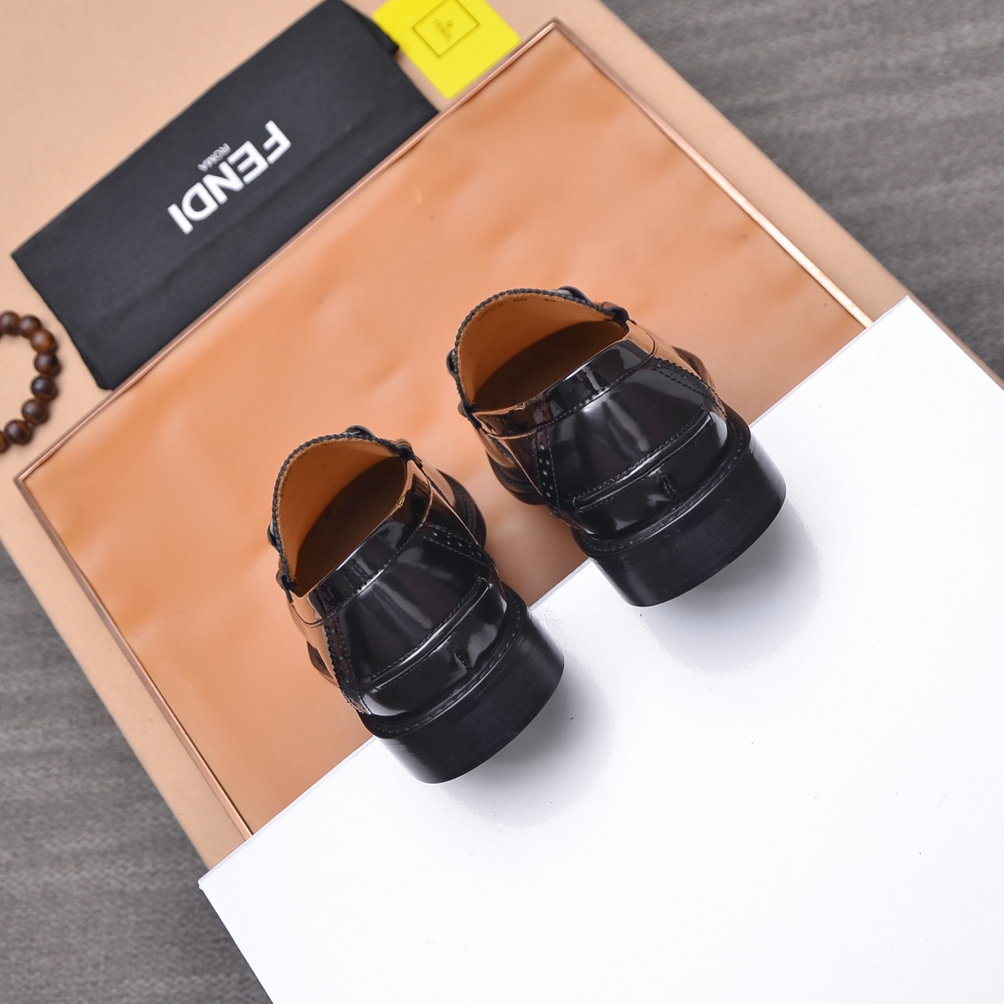 Fendi Men's Leather Loafers with Metal Logo, Italian Leather, Formal Shoes 9 i1663522396 8343 7