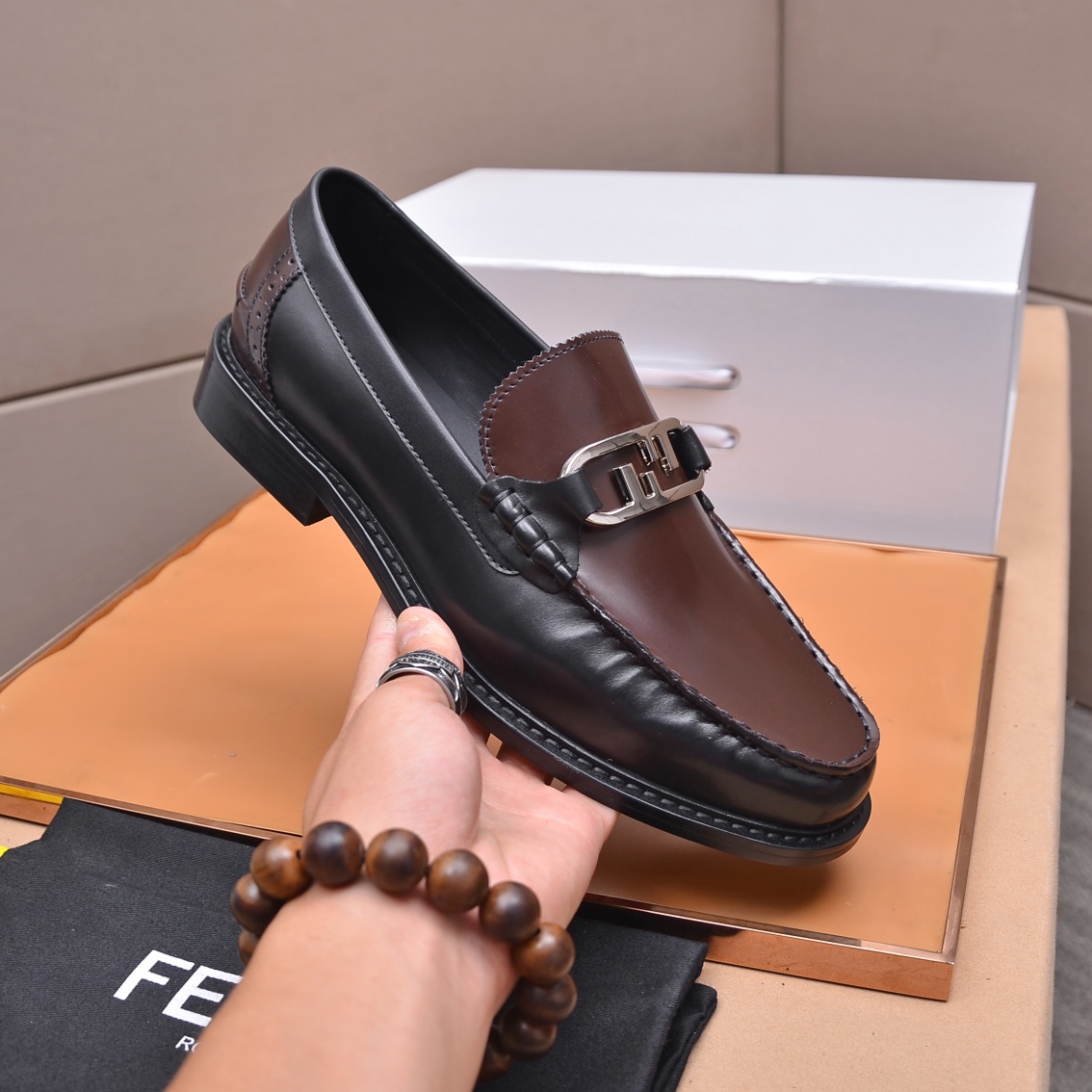 Fendi Men's Italian Leather Formal Loafers - Original Design & Comfort 6 i1663522900 4746 4