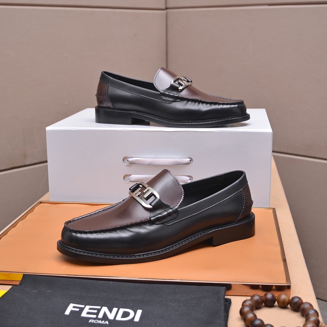 Fendi Men's Italian Leather Formal Loafers - Original Design & Comfort 4 i1663522900 8417 2
