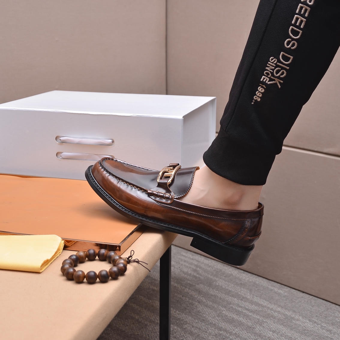 Fendi Men's Brown Leather Loafers with Metal Logo Detail, Size 38-45 5 i1663522923 2862 3