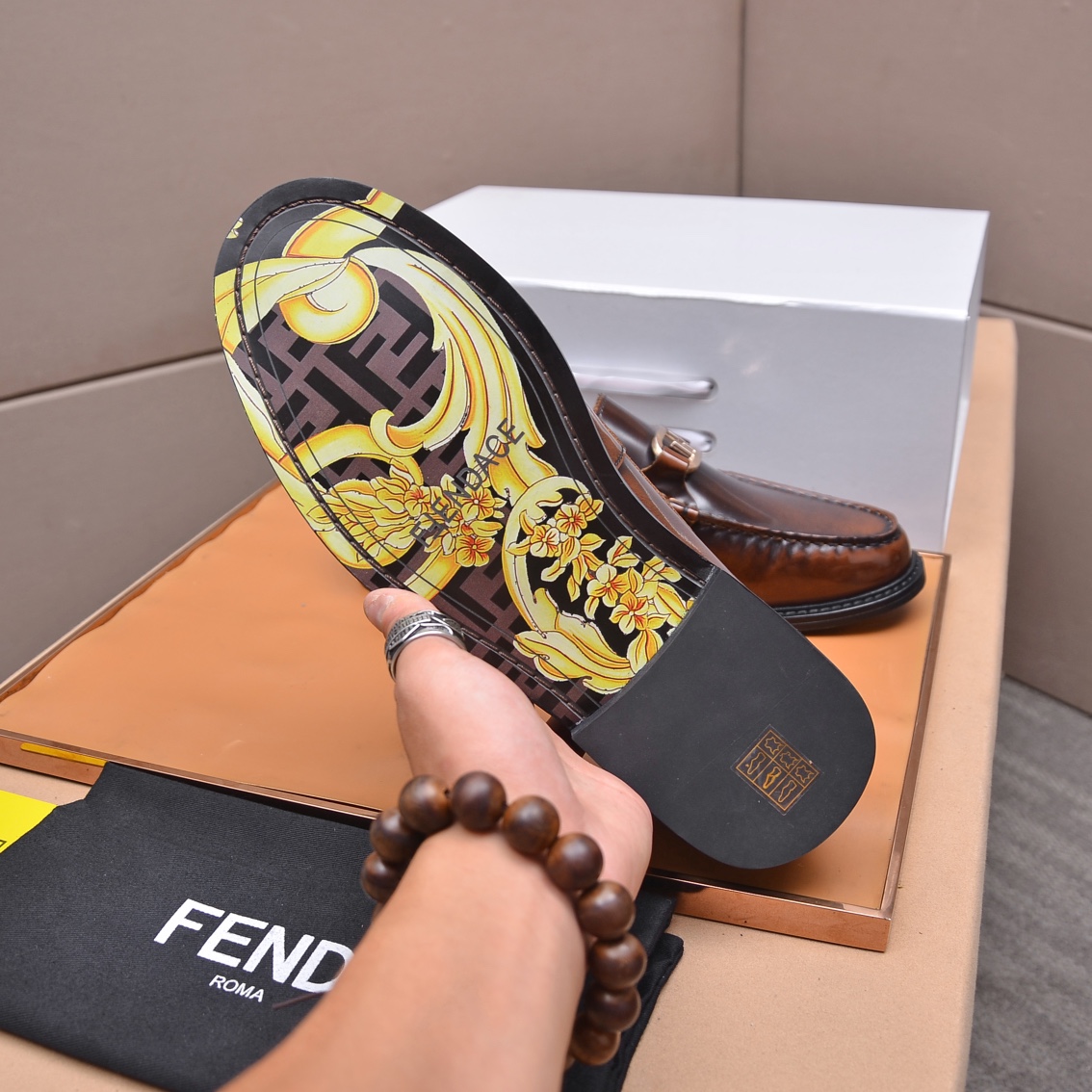 Fendi Men's Brown Leather Loafers with Metal Logo Detail, Size 38-45 9 i1663522923 3742 7