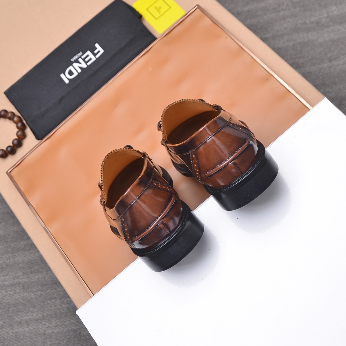 Fendi Men's Brown Leather Loafers with Metal Logo Detail, Size 38-45 10 i1663522923 8072 8