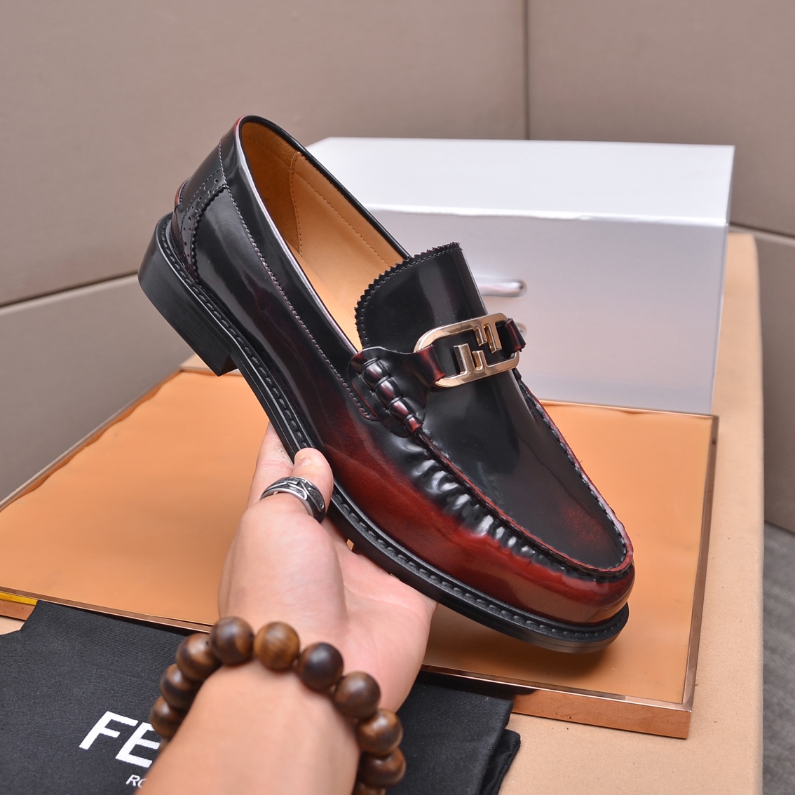 Fendi Men's Leather Loafers - Italian Leather, Comfortable Rubber Sole 6 i1663522942 4103 4