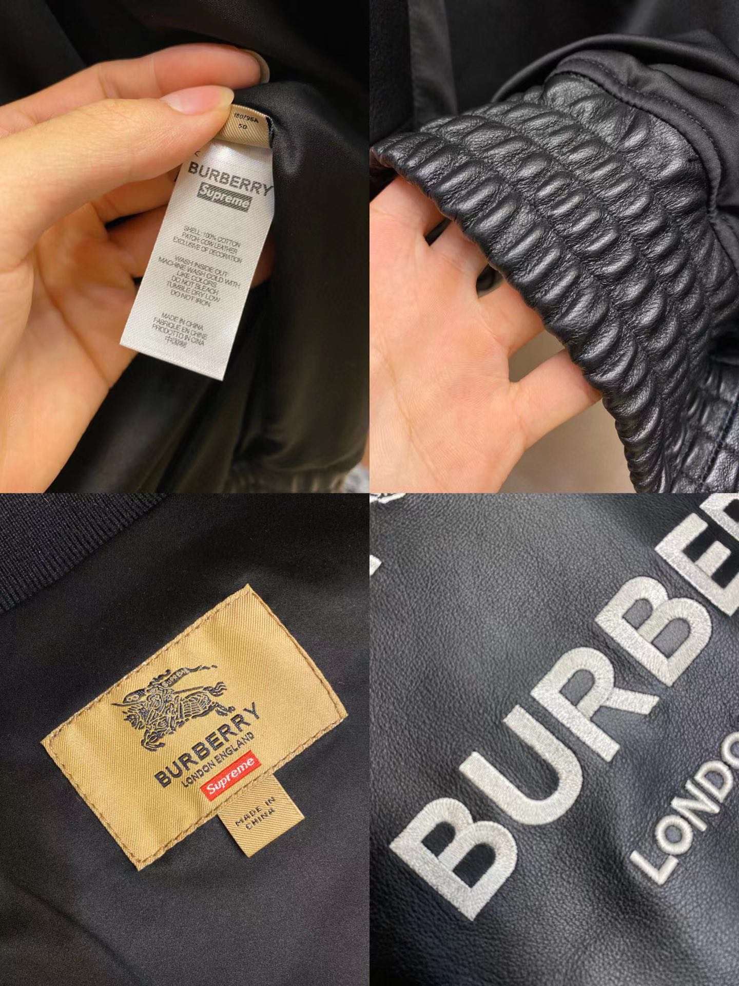 🌟Burber*y 专柜同步新品 牛皮机车皮衣 进口定制小牛皮