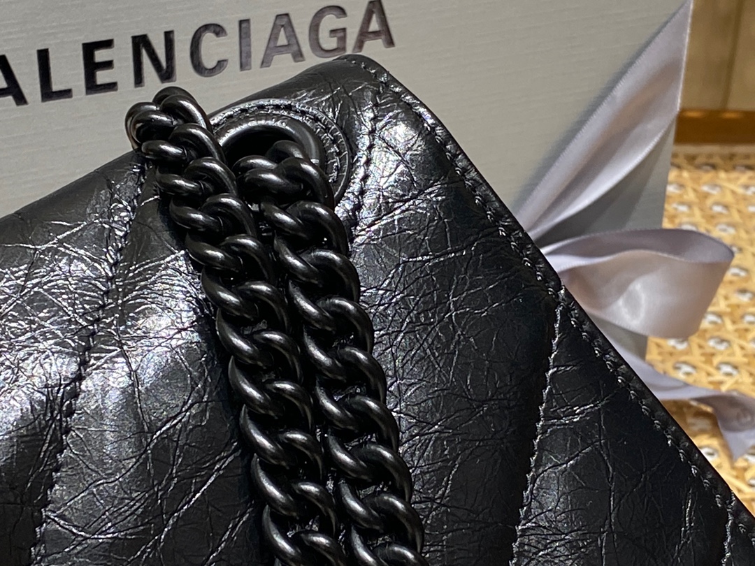 Balenciaga Crush 25CM 沙漏包 716351黑色/黑扣