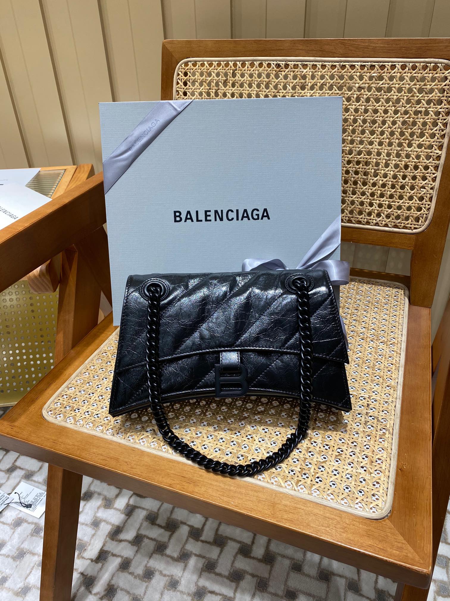 Balenciaga Crush 25CM 沙漏包 716351黑色/黑扣