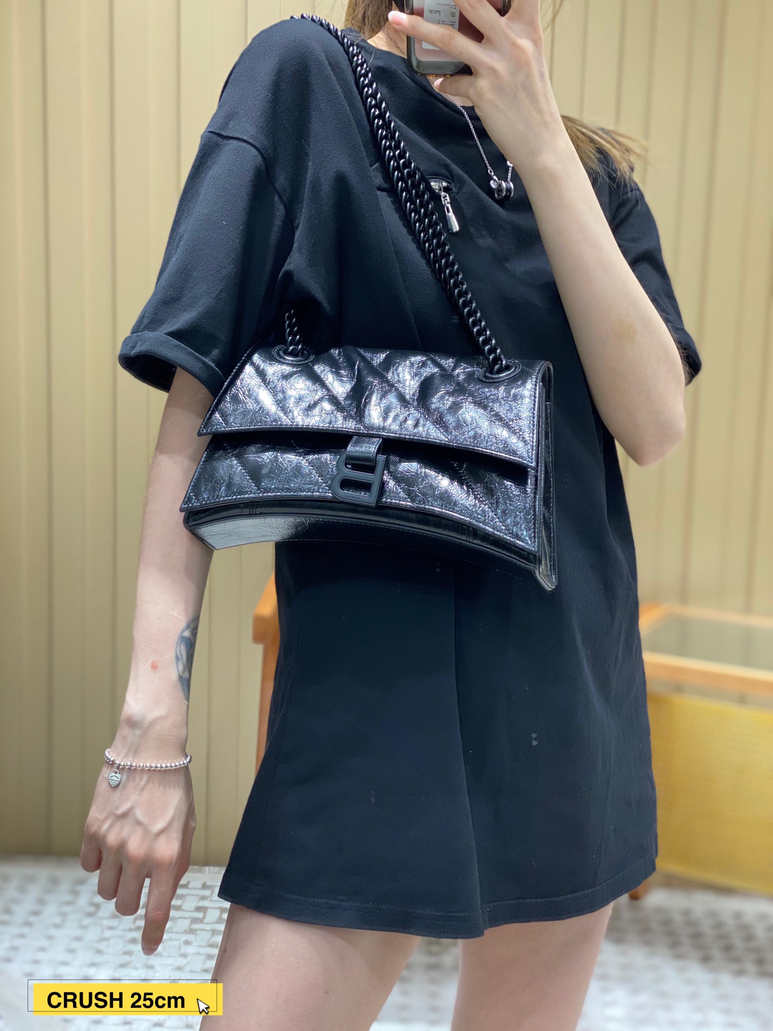 Balenciaga Crush 25CM 沙漏包 716351黑色/黑扣
