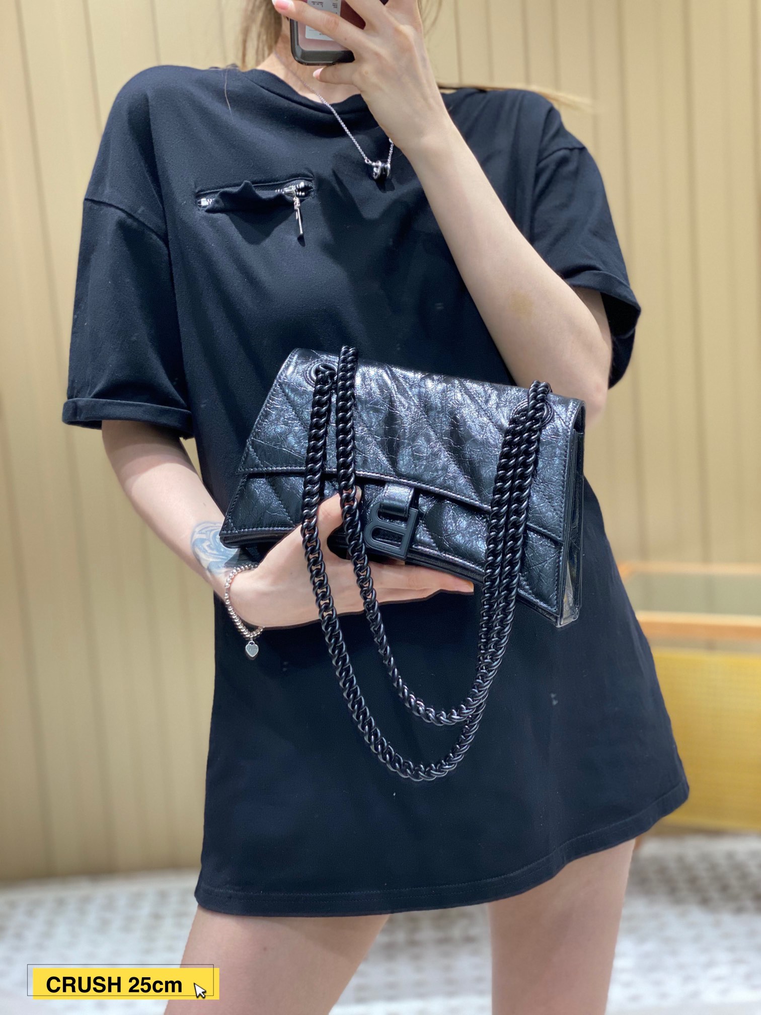 Balenciaga Crush 25CM 沙漏包 716351黑色/黑扣