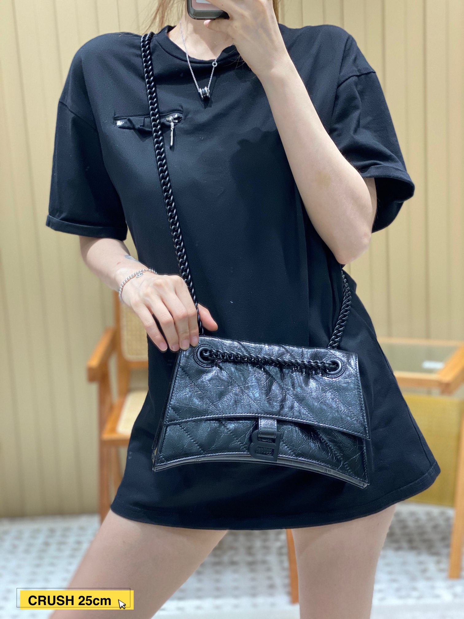 Balenciaga Crush 25CM 沙漏包 716351黑色/黑扣
