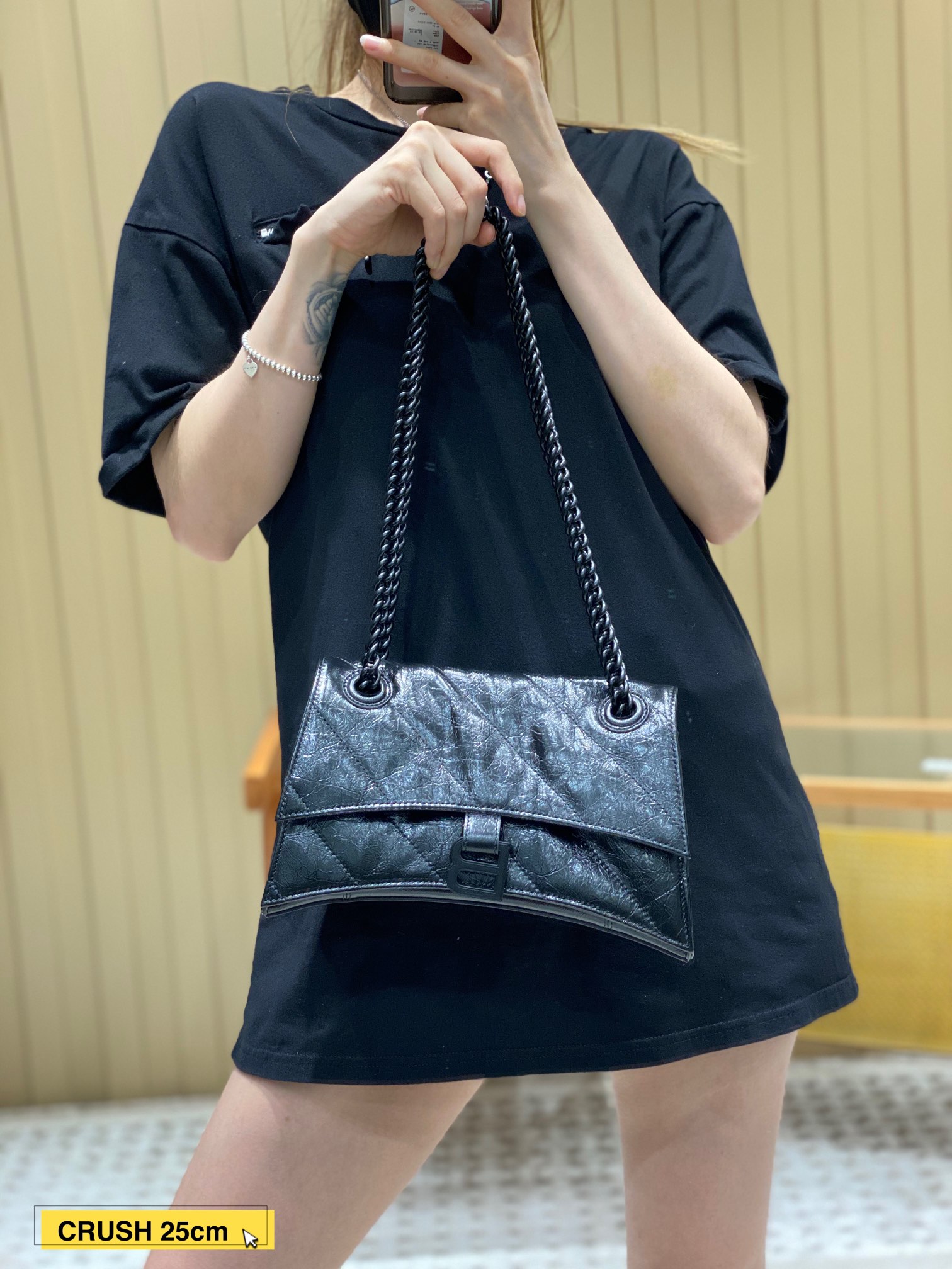 Balenciaga Crush 25CM 沙漏包 716351黑色/黑扣
