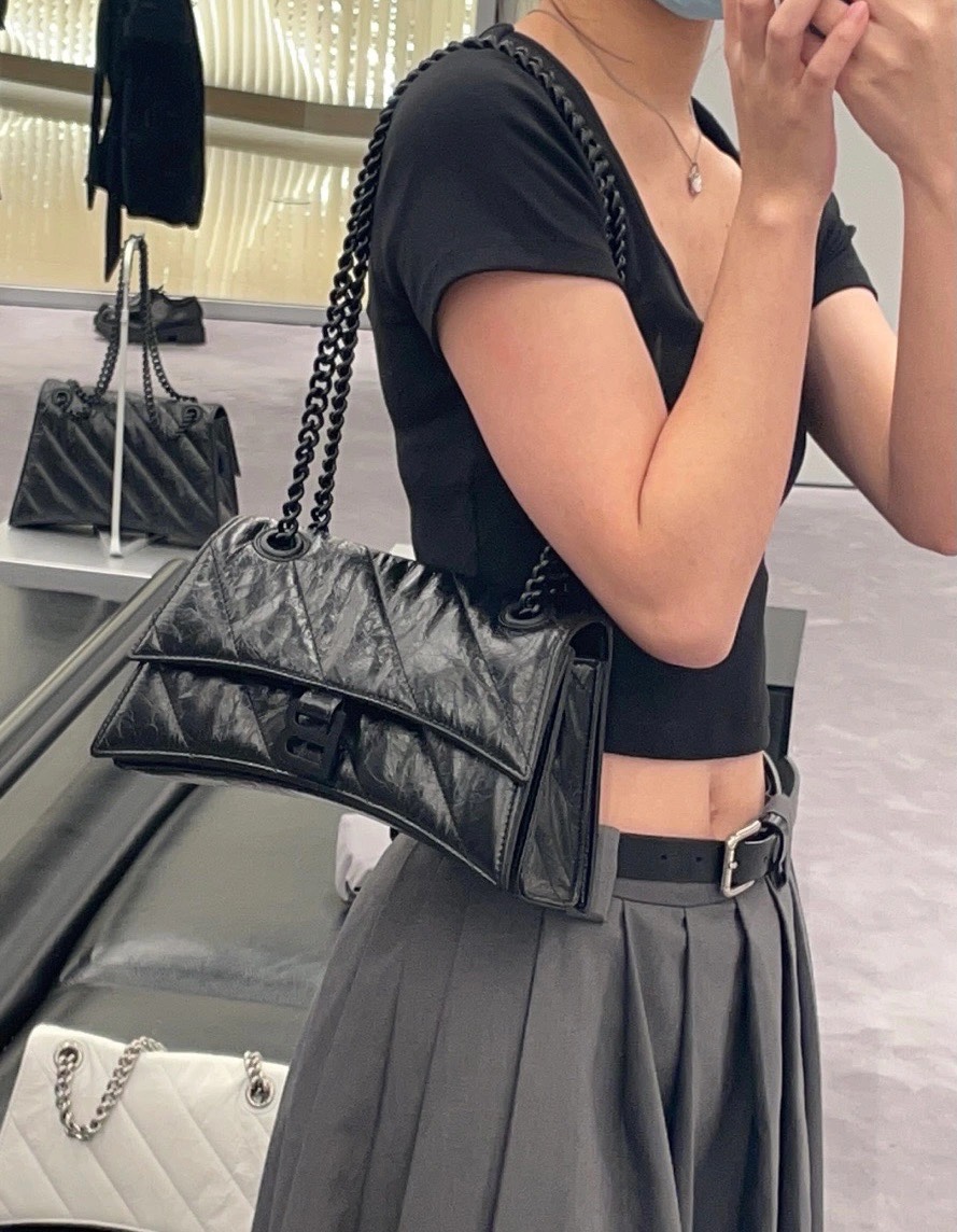 Balenciaga Crush 25CM 沙漏包 716351黑色/黑扣