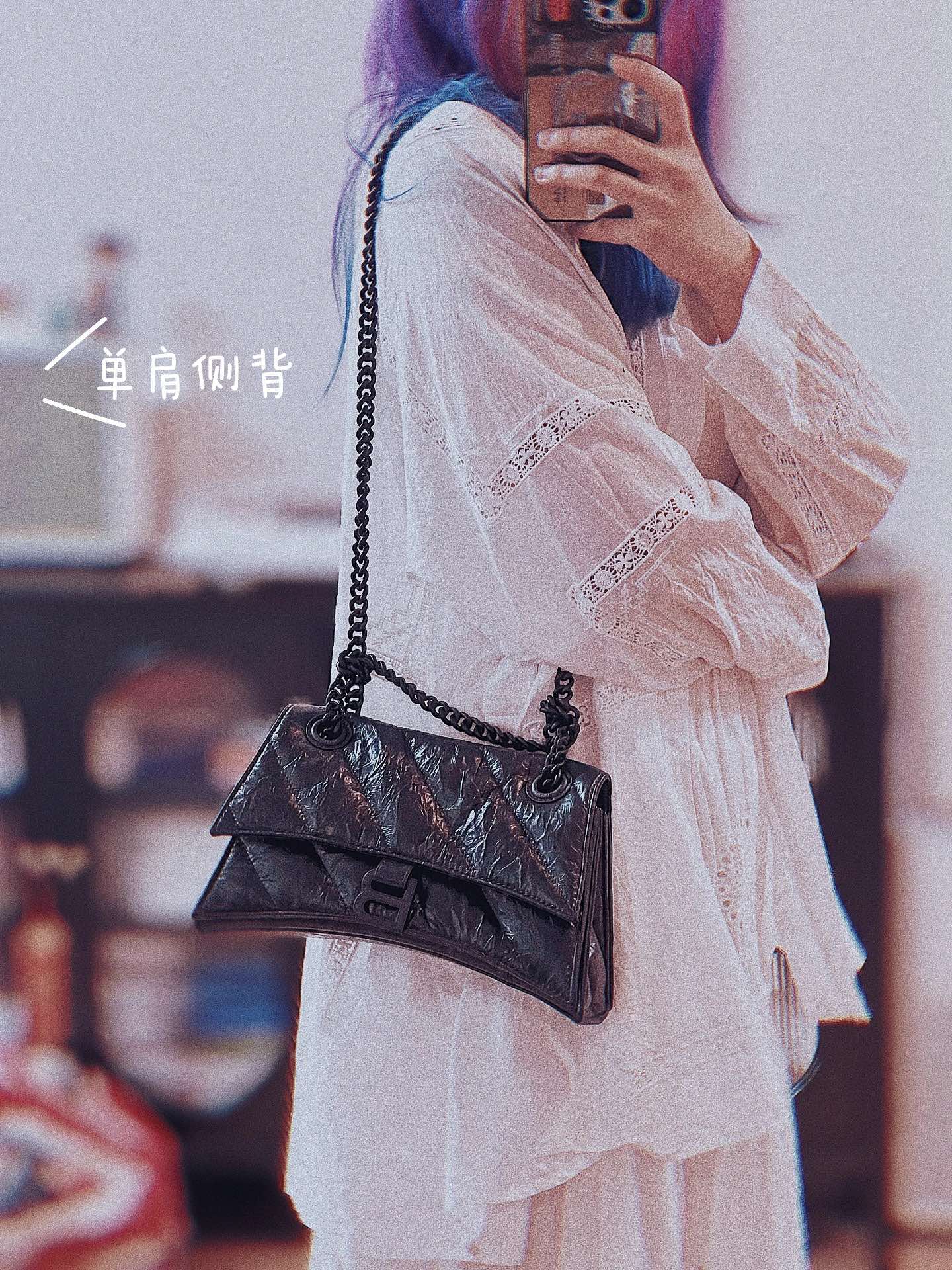 Balenciaga Crush 25CM 沙漏包 716351黑色/黑扣