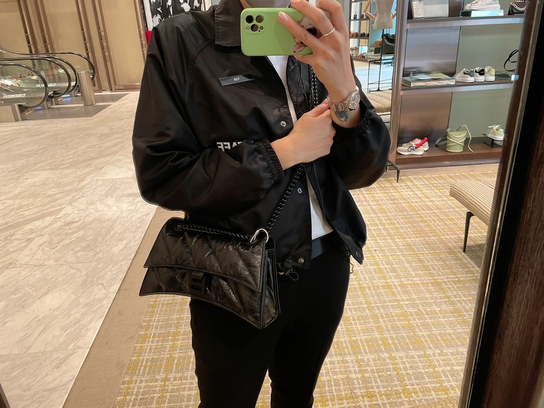 Balenciaga Crush 25CM 沙漏包 716351黑色/黑扣
