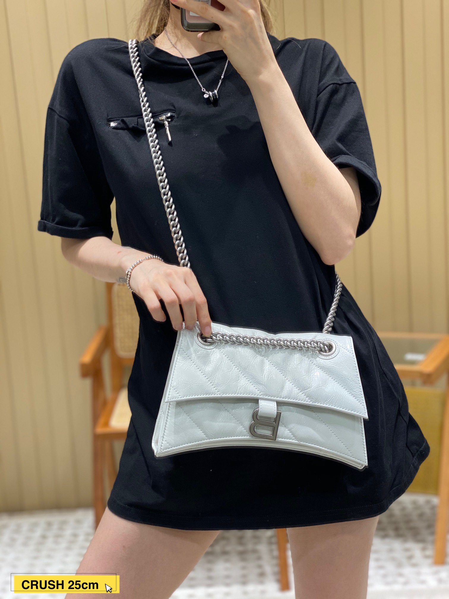 Balenciaga Crush 25CM 沙漏包 716351白色银扣