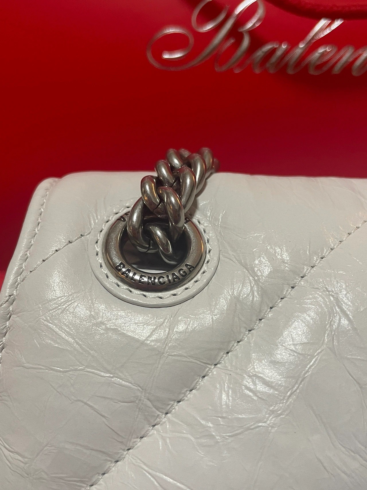 Balenciaga Crush 25CM 沙漏包 716351白色银扣