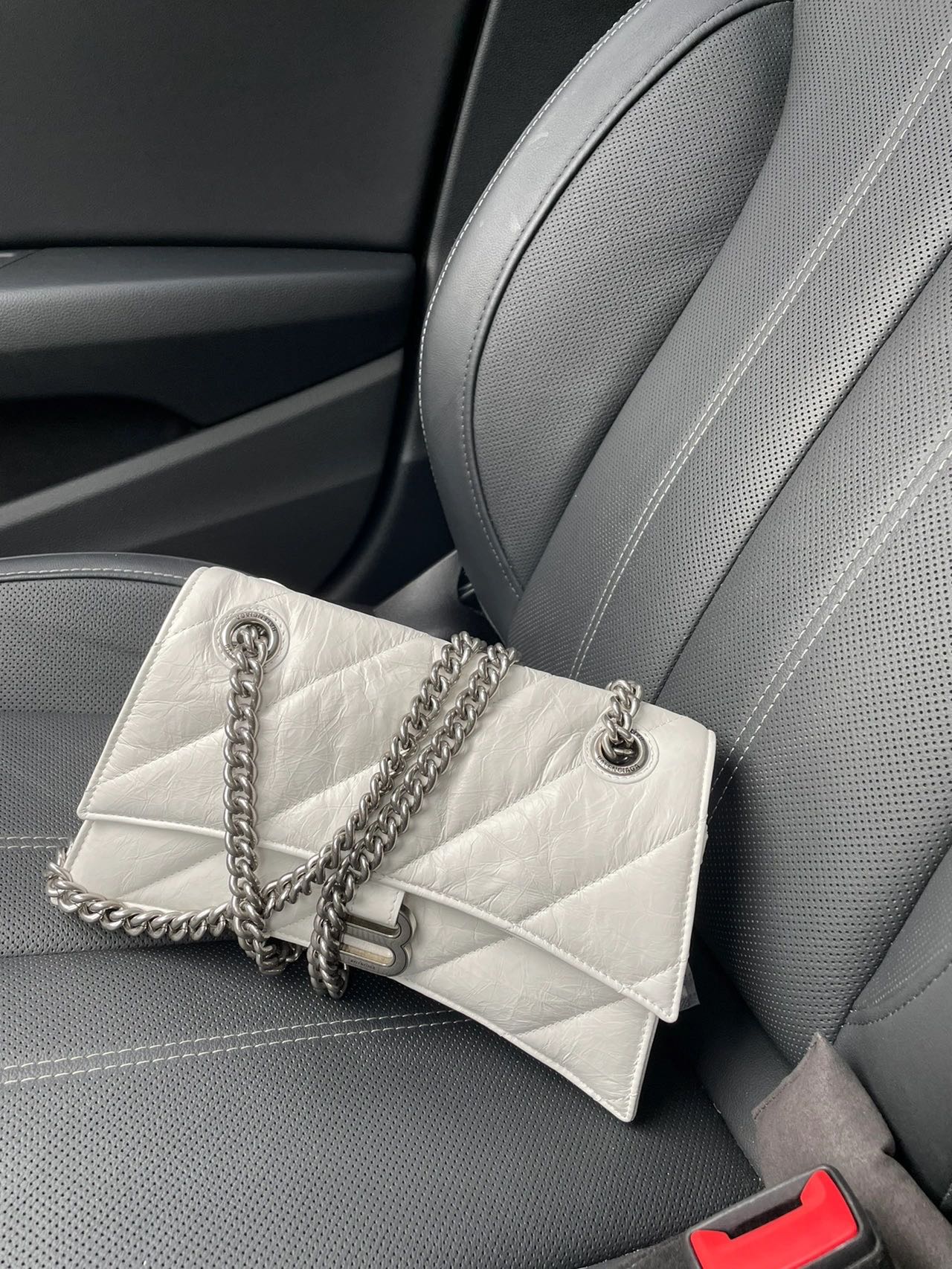 Balenciaga Crush 25CM 沙漏包 716351白色银扣