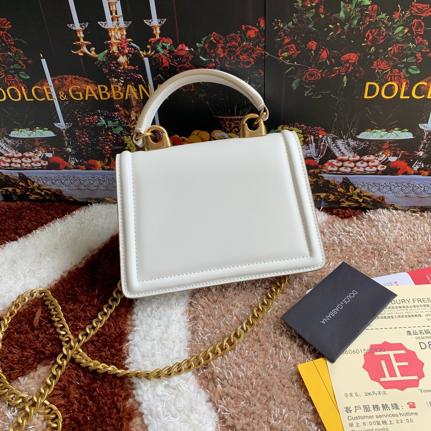 Dolce&Gabbana杜嘉班纳链条手提斜挎包款号6613原单细腻手工制造进口头层牛皮配以原厂五金包身