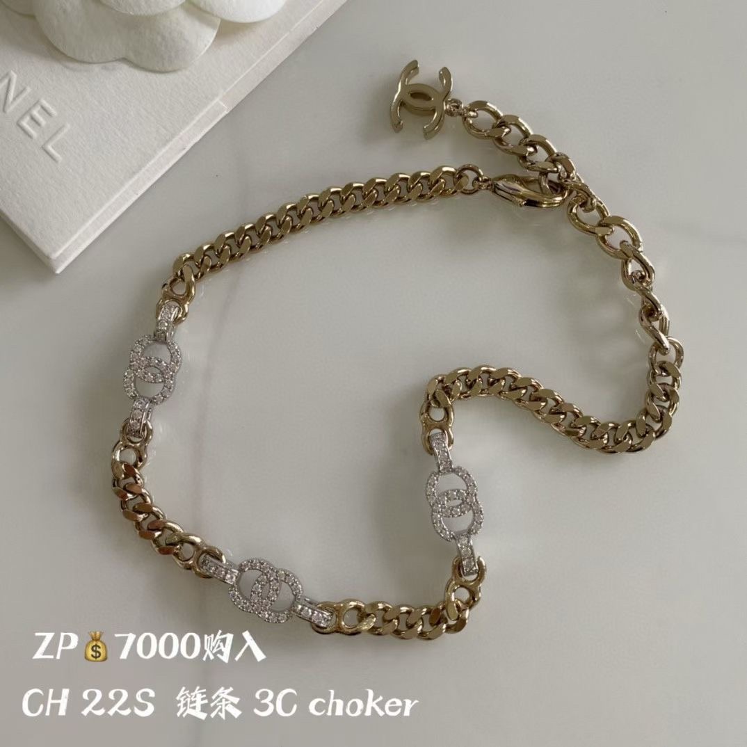 NO:104053,Little fragrant silver double c rhinestone color block chain necklace, Chanel necklace, chanel, necklace19860909小香银色双c水钻拼色链条项链,香奈儿项链,chanel,necklace,Jewelry