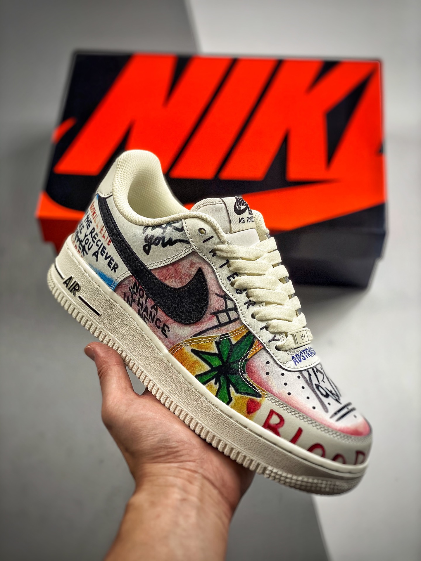 Núcleo 3 Nike Air Force 1 Grafiti Colaboración Air Force 1 Low Casual Skate Shoes Cuero Personalizado Impresión 3D de F…