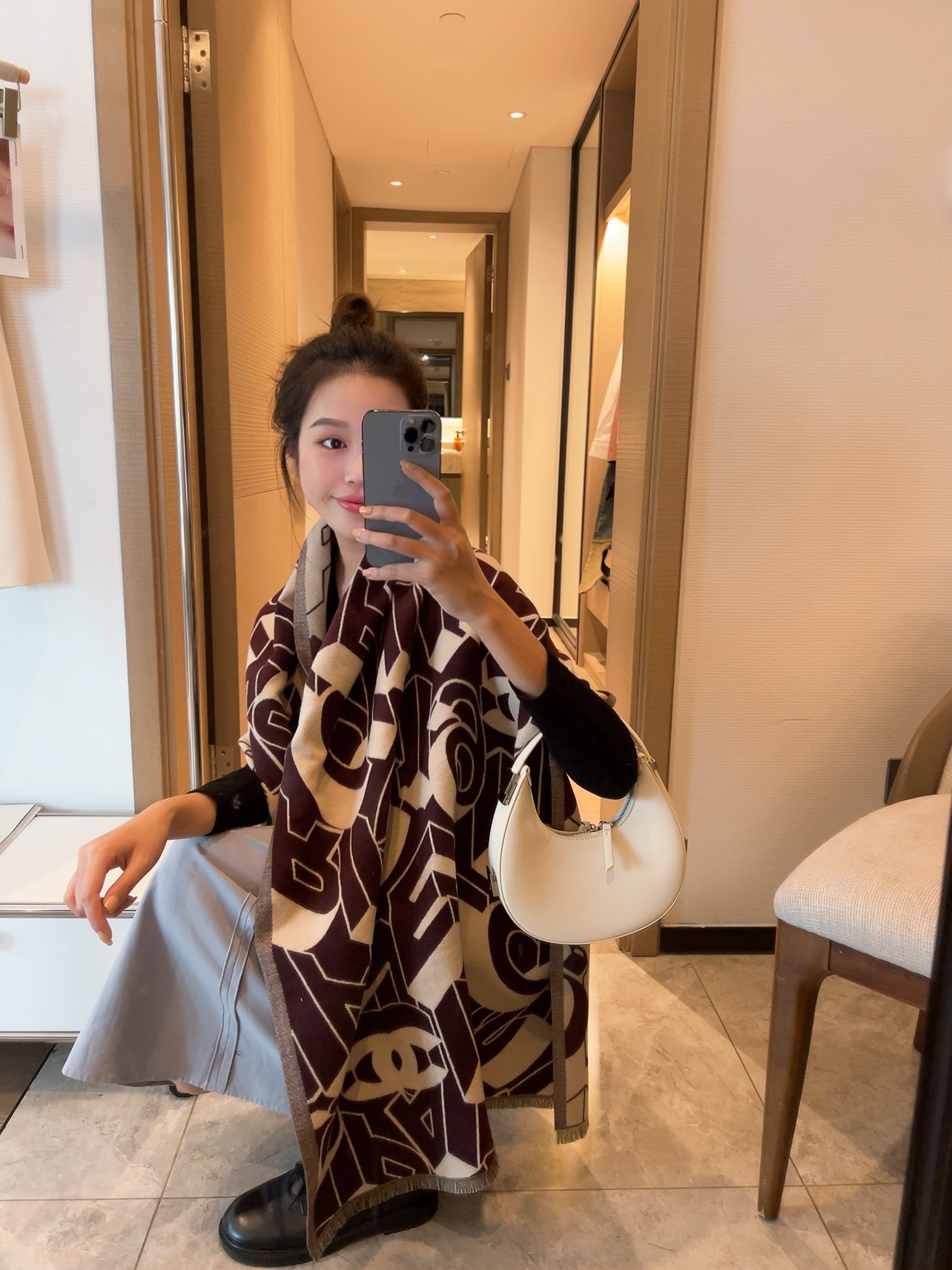 Chanel Haute Couture Silk Twill Scarf Shawl Ref 4