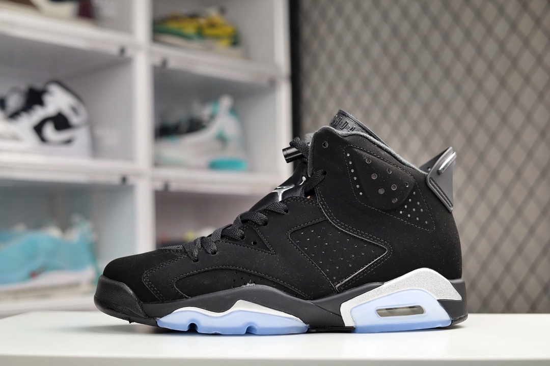 J0 【东莞大厂出品 Air Jordan 6 “Metallic Silver” 黑银】正确鞋型 正确材料 原装鞋盒 进口机台电脑刺绣 完美清洁度 最大限度还原 为你排忧解难