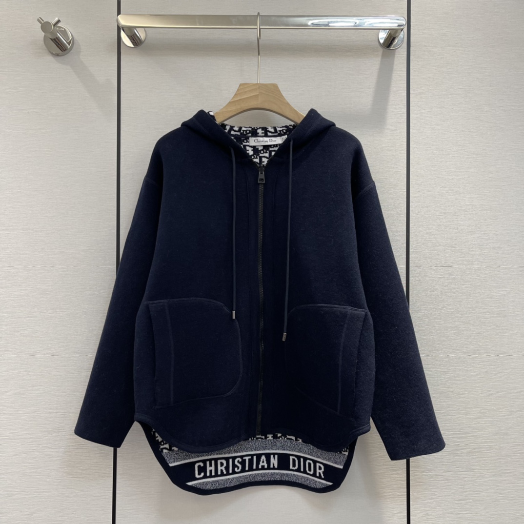 Dior Clothing Coats & Jackets Knitting Fall/Winter Collection Hooded Top