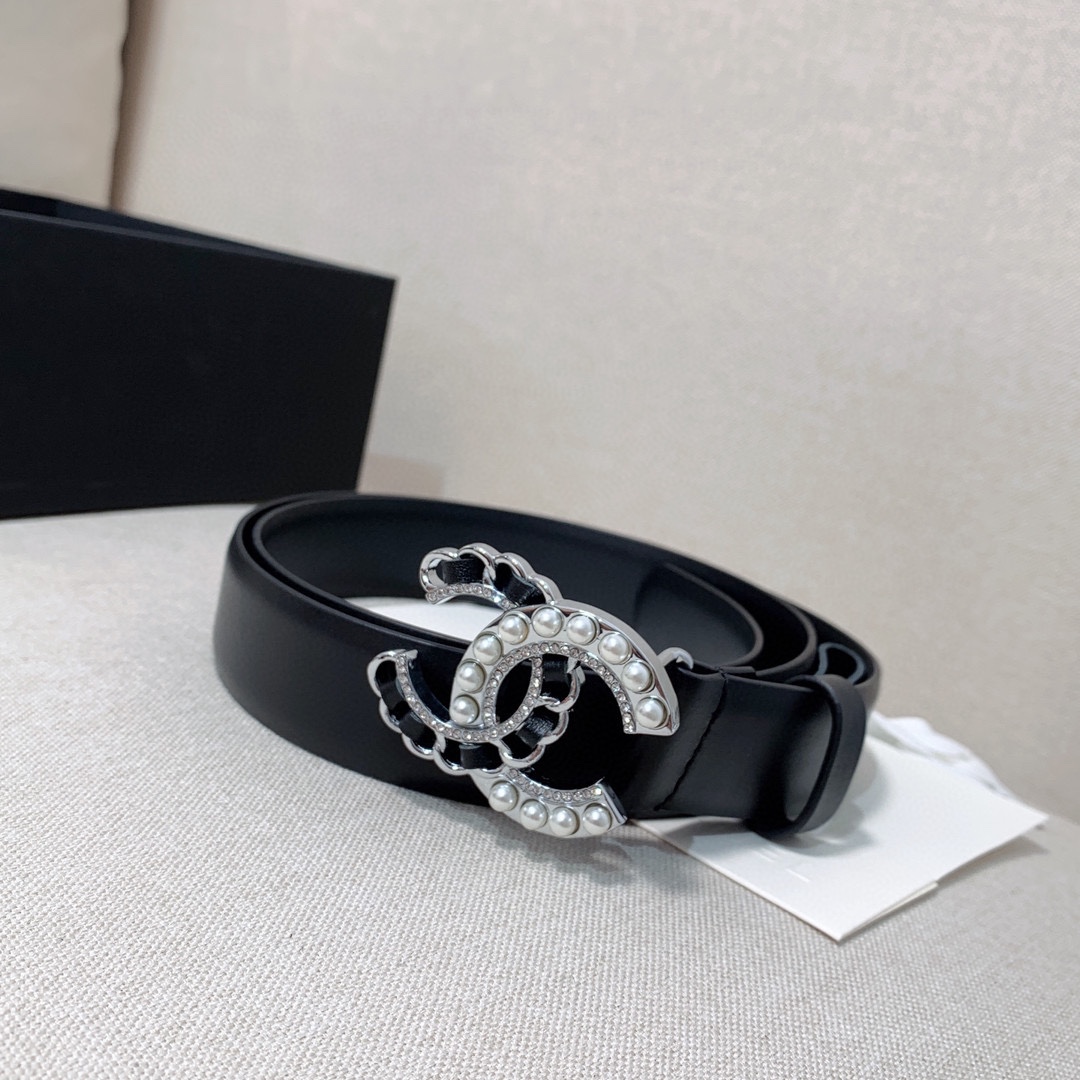 Top Grade Chanel Best
 Belts Silver Women Steel Buckle Calfskin Cowhide