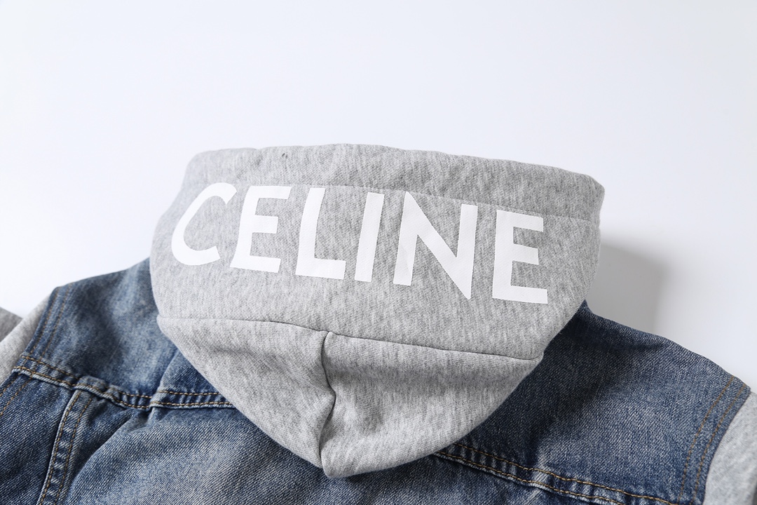 320 CELINE 赛琳 22FW 假两件套连帽牛仔夹克外套 轻奢主义