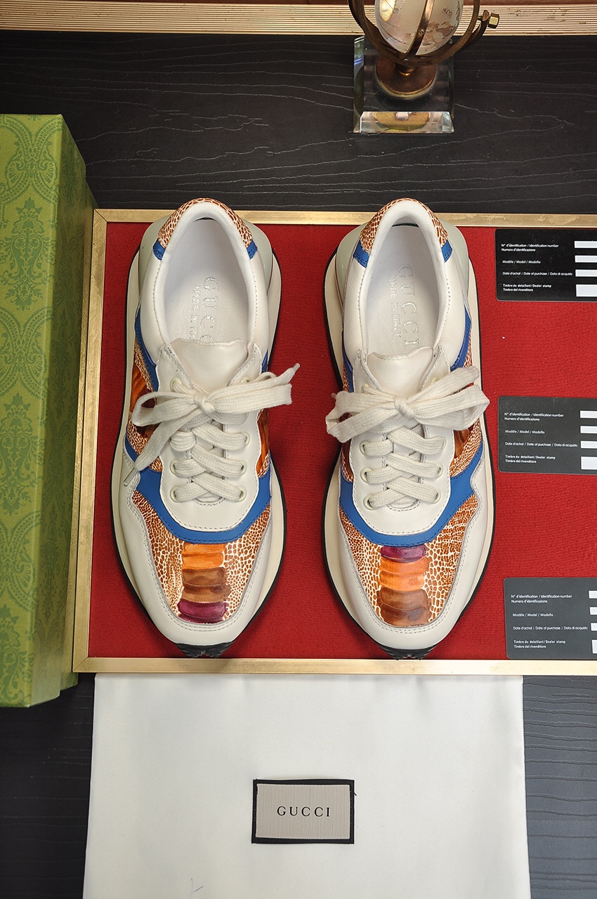 K5 Gucci  古奇 官网1:1运动男鞋火爆上市，采用原版刀割牛皮+水染羊皮内里，再加官网原版1:1舒适大底。时尚百搭，着脚超舒适、透气标准鞋码38/4545定做不退换