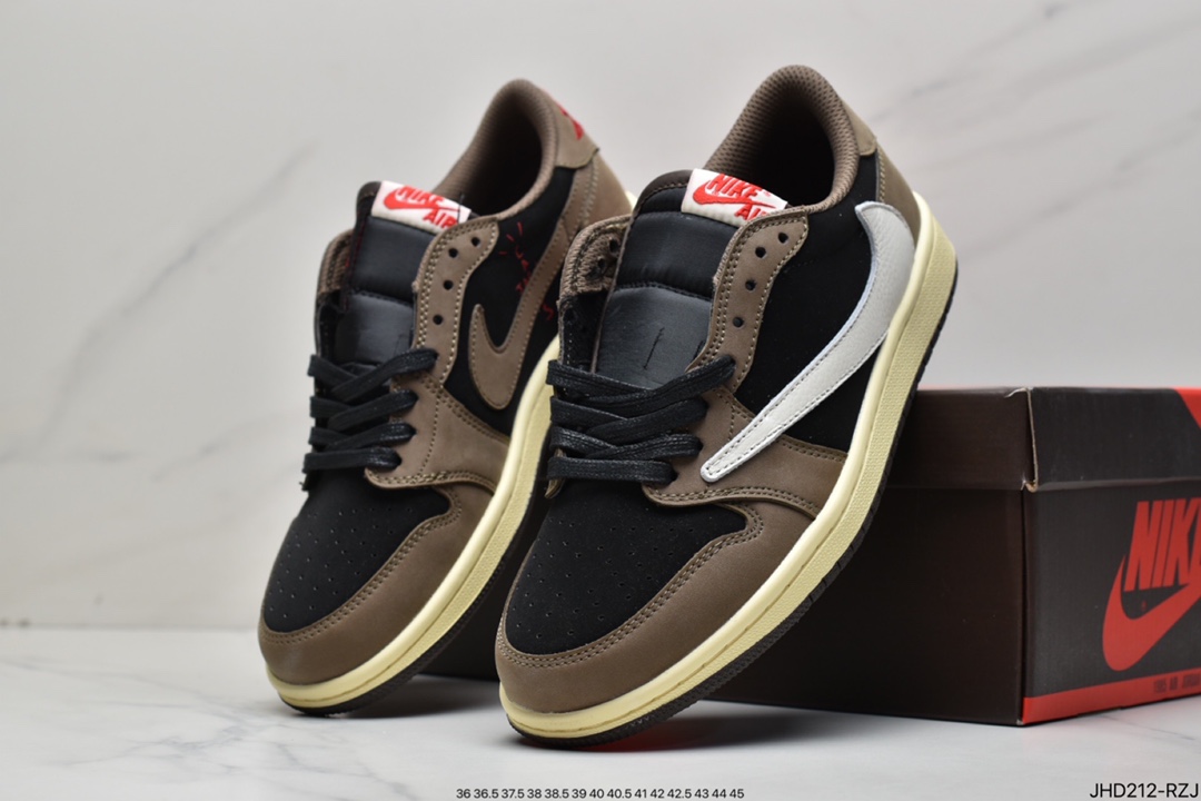 190 fragment design x Travis Scott x Nike Air Jordan 1 Low OG SP"Black/Green Toe"AJ1乔丹一代DM7866-361