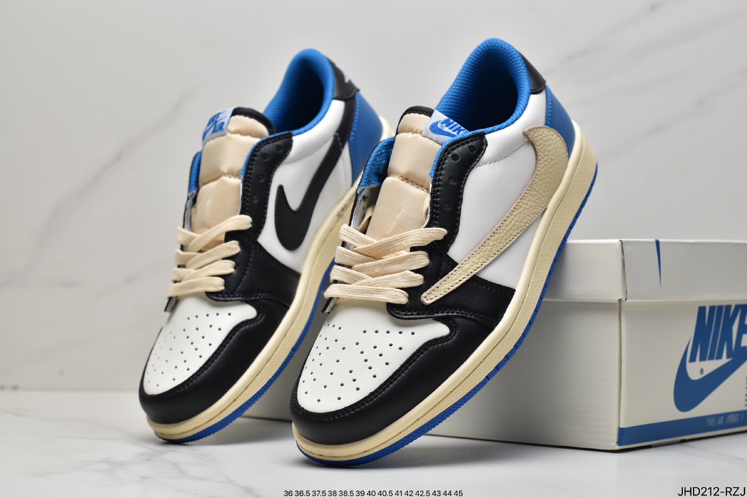 190 fragment design x Travis Scott x Nike Air Jordan 1 Low OG SP"Black/Green Toe"AJ1乔丹一代DM7866-361