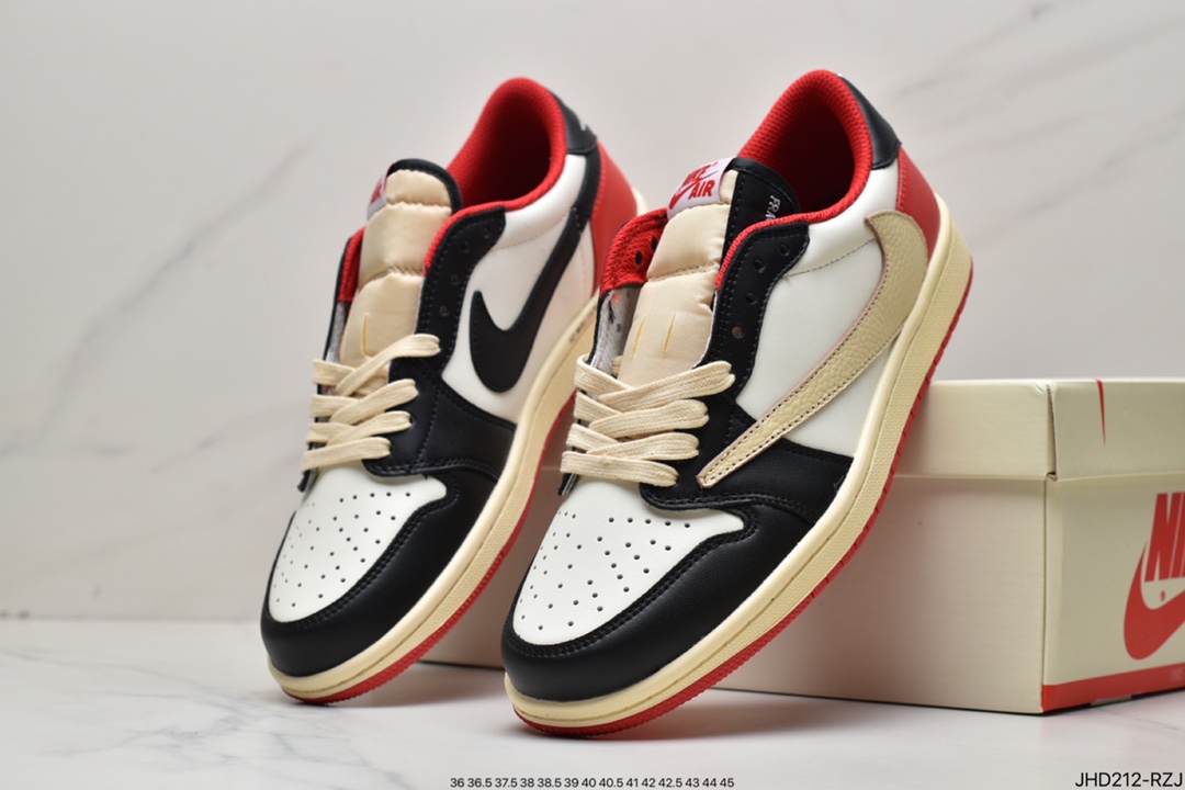 190 fragment design x Travis Scott x Nike Air Jordan 1 Low OG SP"Black/Green Toe"AJ1乔丹一代DM7866-361