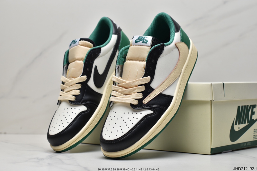 190 fragment design x Travis Scott x Nike Air Jordan 1 Low OG SP"Black/Green Toe"AJ1乔丹一代DM7866-361