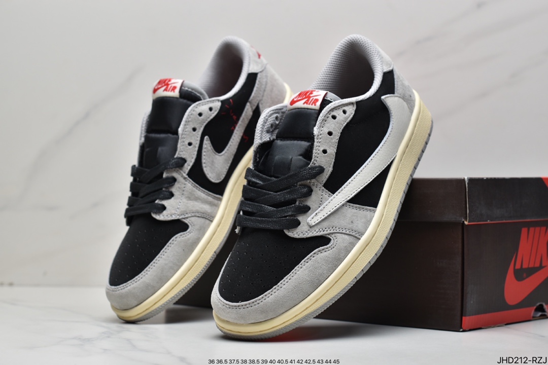 190 fragment design x Travis Scott x Nike Air Jordan 1 Low OG SP"Black/Green Toe"AJ1乔丹一代DM7866-361