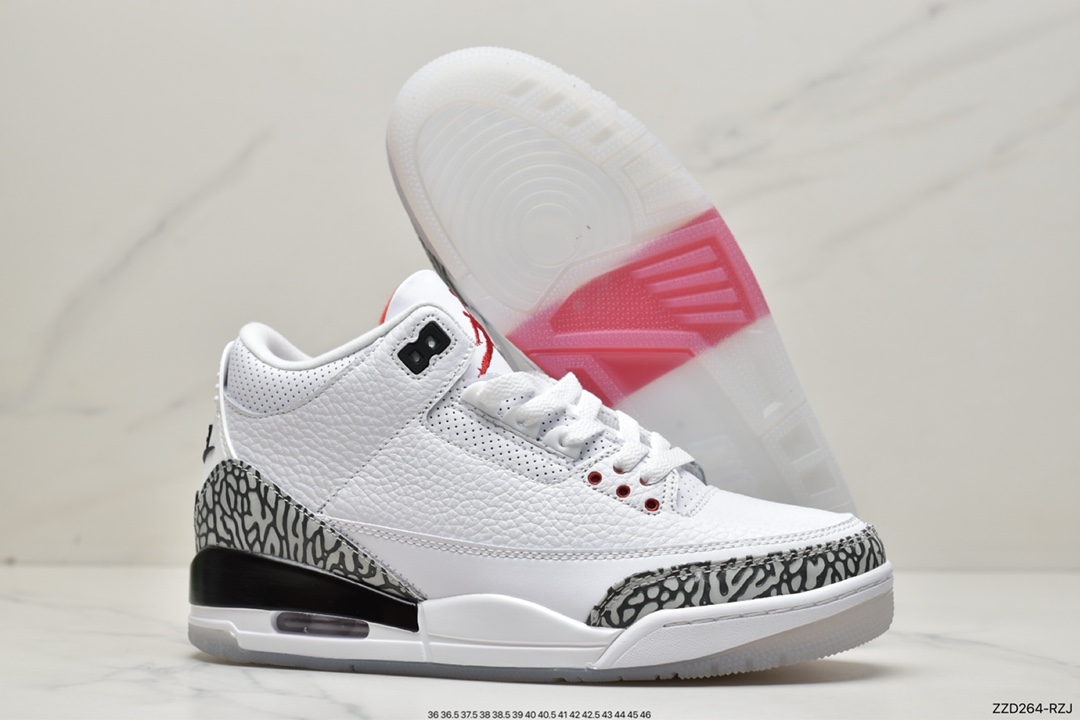 250 Air Jordan AJ3 Retro 罚球线白水泥配色 923096-101